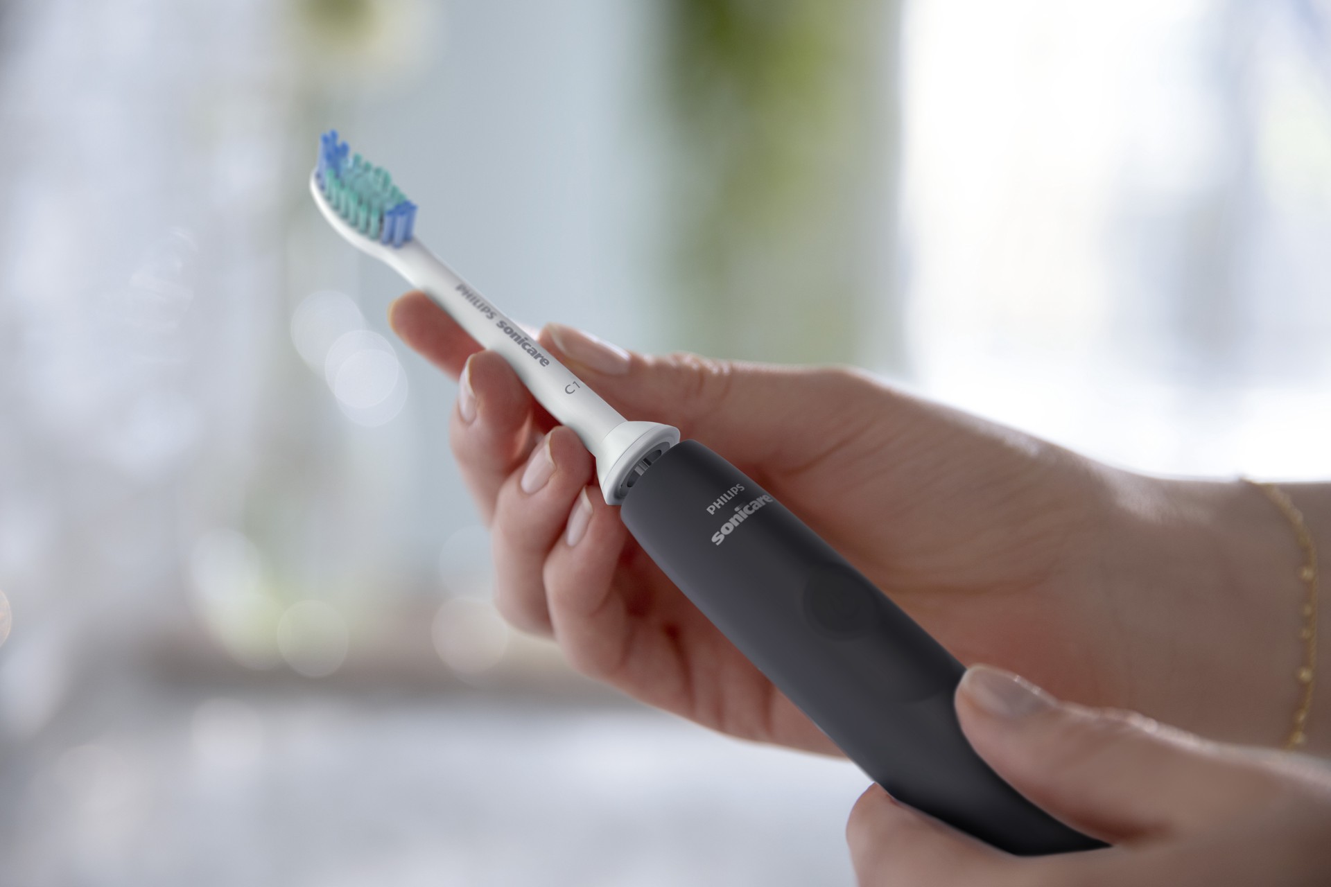 slide 3 of 5, Sonicare 3100 Power Toothbrush, Rechargeable Electric Toothbrush with Pressure Sensor, Black HX3681/04, 1 ct