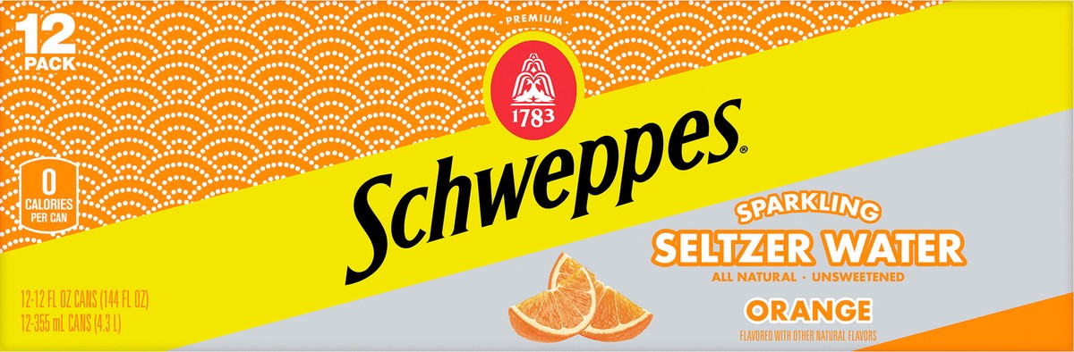 slide 5 of 7, Schweppes Orange Seltzer Water - 144 fl oz, 12 ct; 12 fl oz