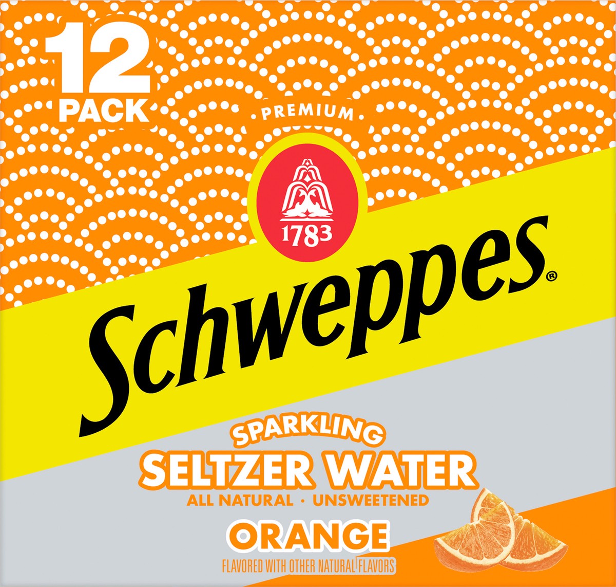 slide 7 of 7, Schweppes Orange Seltzer Water - 144 fl oz, 12 ct; 12 fl oz