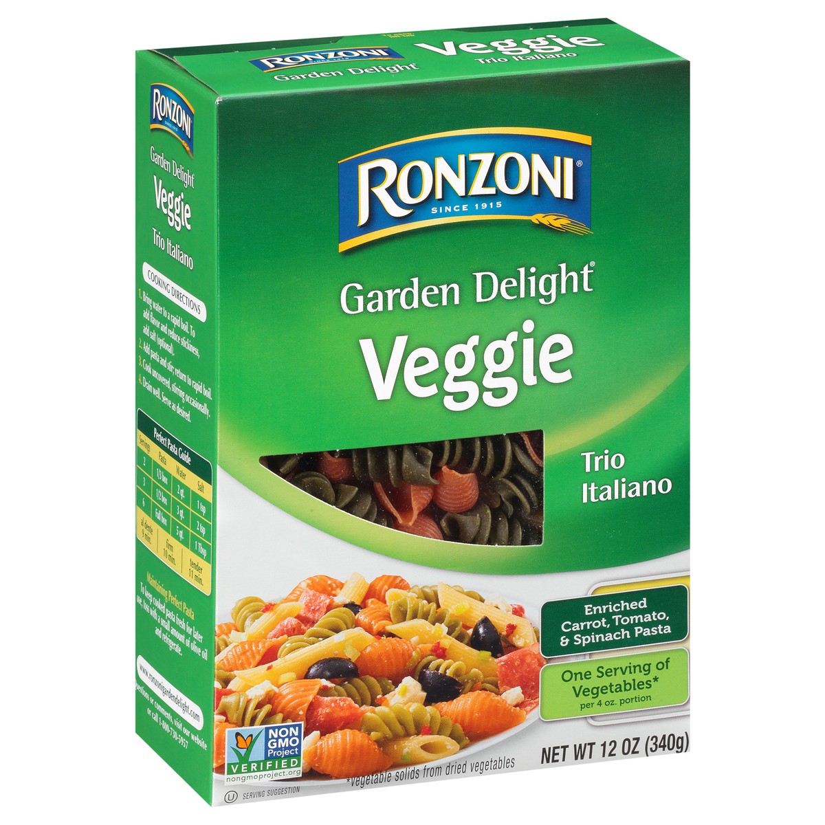 slide 2 of 9, Ronzoni Garden Delight Trio Italiano Non-GMO Pasta with Three Shapes, 12 oz