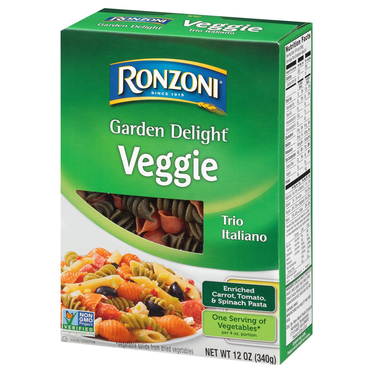 slide 3 of 9, Ronzoni Garden Delight Trio Italiano Non-GMO Pasta with Three Shapes, 12 oz