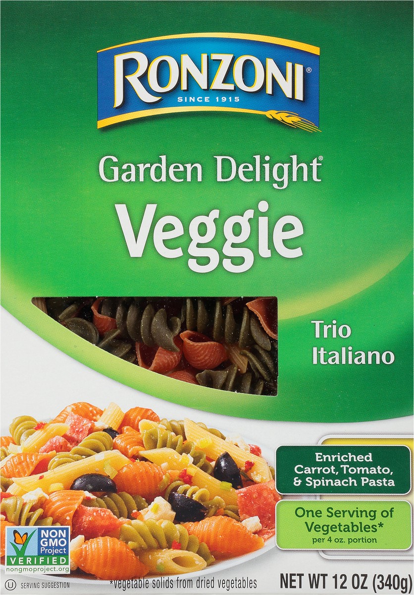 slide 6 of 9, Ronzoni Garden Delight Trio Italiano Non-GMO Pasta with Three Shapes, 12 oz