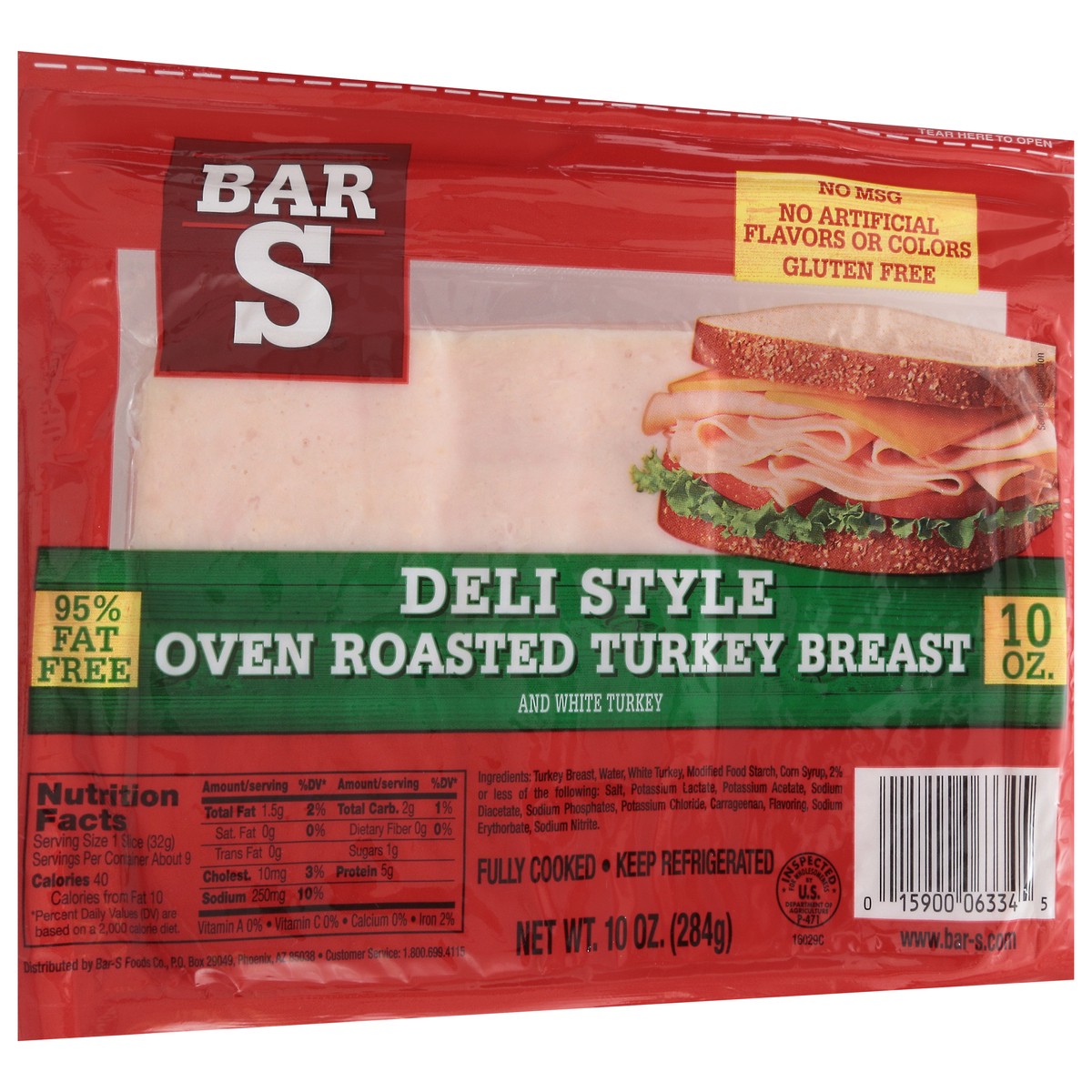 slide 9 of 11, Bar-S Oven Roasted Deli Style Turkey Breast 10 oz, 10 oz