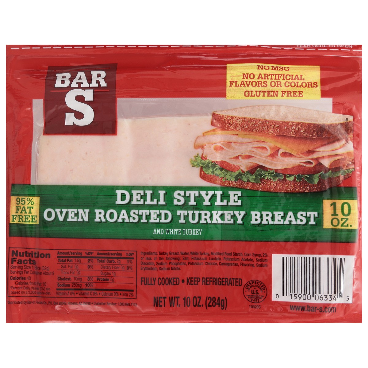 slide 7 of 11, Bar-S Oven Roasted Deli Style Turkey Breast 10 oz, 10 oz