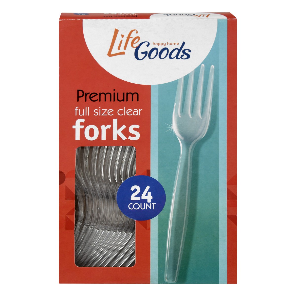 slide 2 of 4, Life Goods Premium Full Size Clear Forks 24 ea, 24 ct