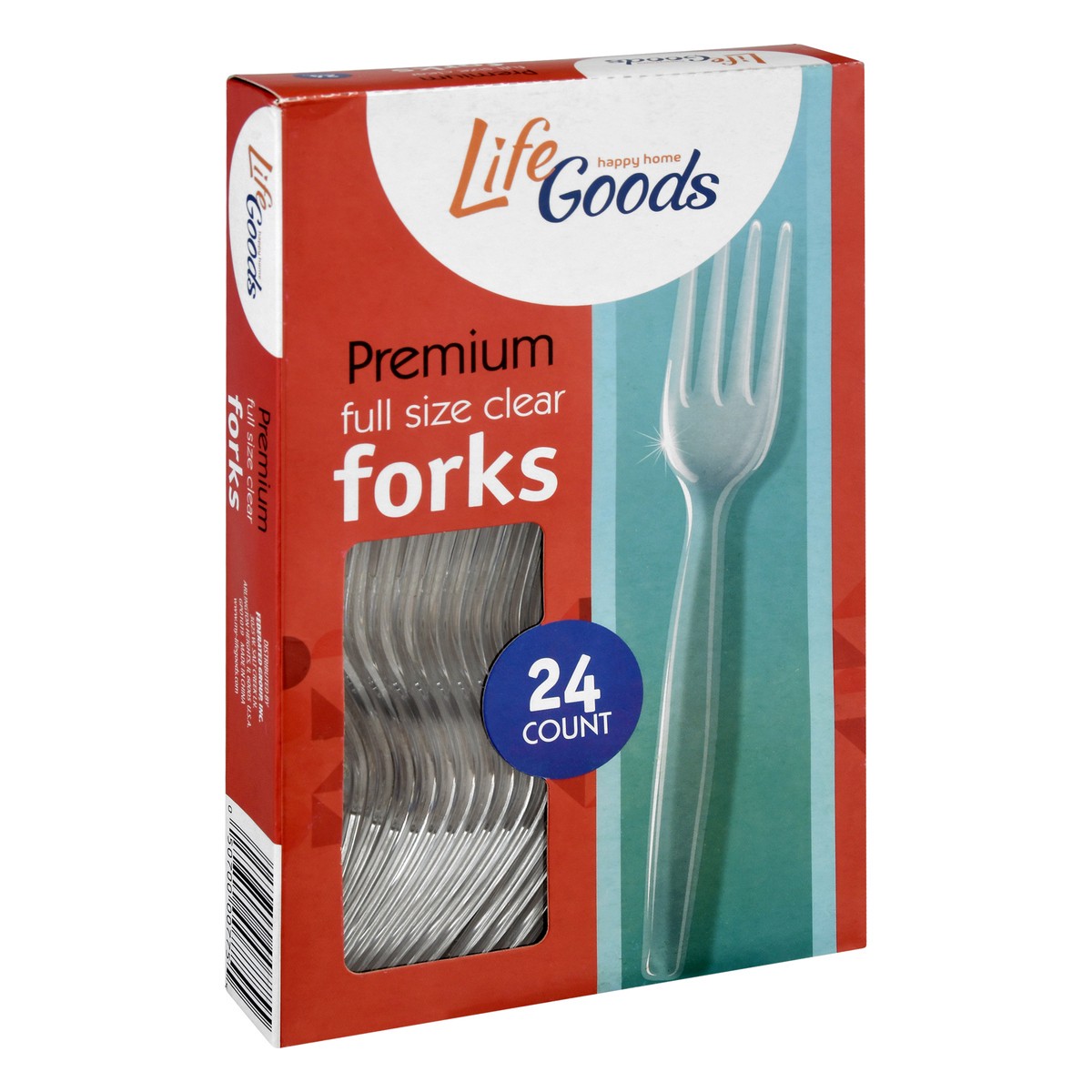 slide 3 of 4, Life Goods Premium Full Size Clear Forks 24 ea, 24 ct