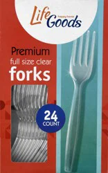 Life Goods Premium Full Size Clear Forks 24 ea