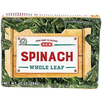 slide 1 of 1, H-E-B Whole Leaf Spinach, 10 oz
