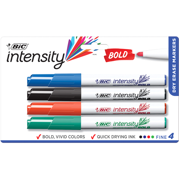 slide 1 of 1, BIC Dry Great Erase Markers Fine, 4 ct