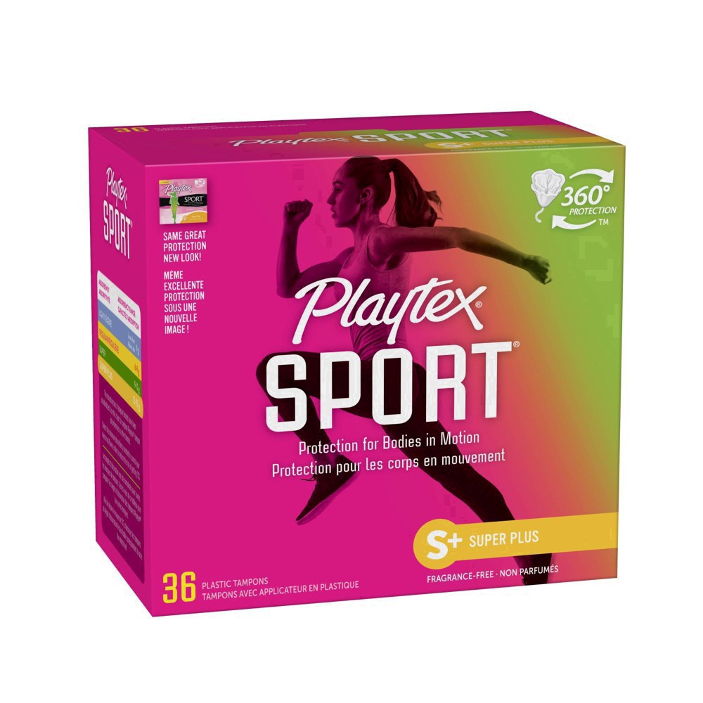slide 45 of 51, Playtex Sport Plastic Applicator Unscented Super Plus Absorbency Tampons, 36 ct