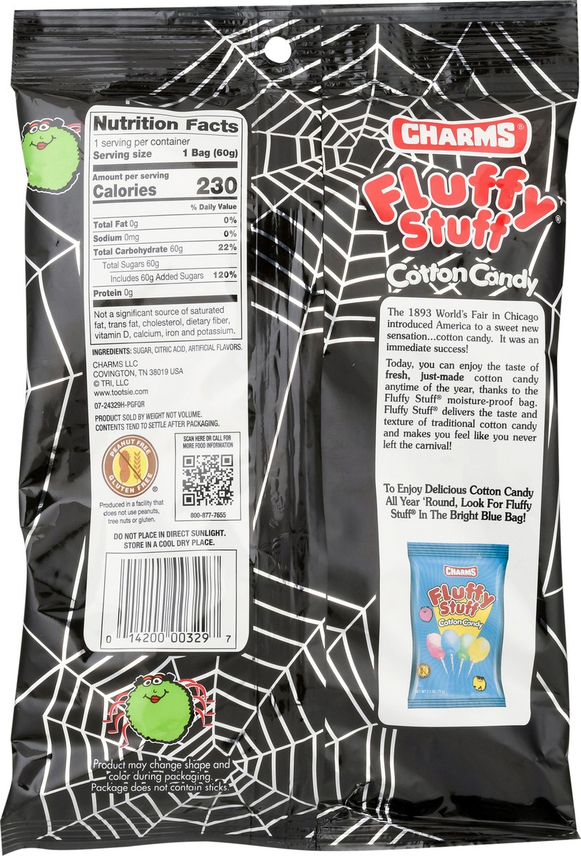 slide 5 of 9, Charms Fluffy Stuff Spider Web Sour Apple Cotton Candy 2.1 oz, 2.1 oz