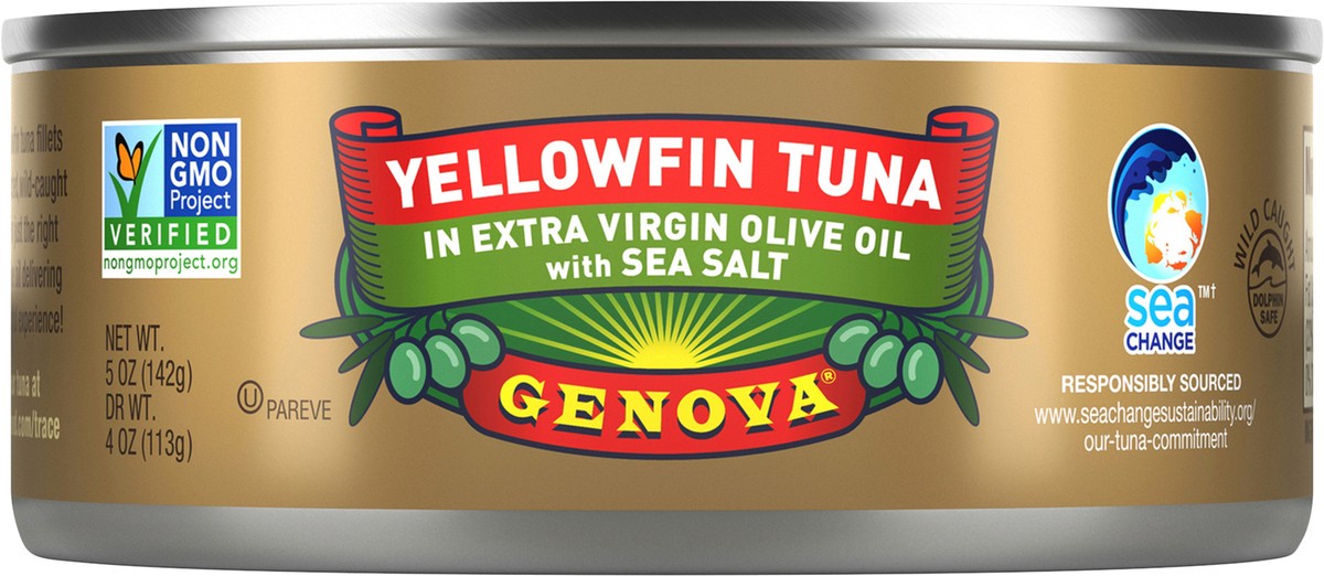 slide 2 of 5, Genova Premium Yellowfin Tuna in Extra Virgin Olive Oil 5 oz, 5 oz