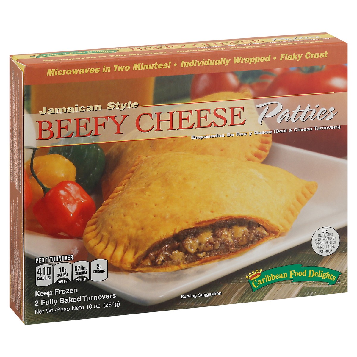 slide 12 of 17, Caribbean Food Delights Jamaican Style Beefy Cheese Patties 2 ea, 10 oz