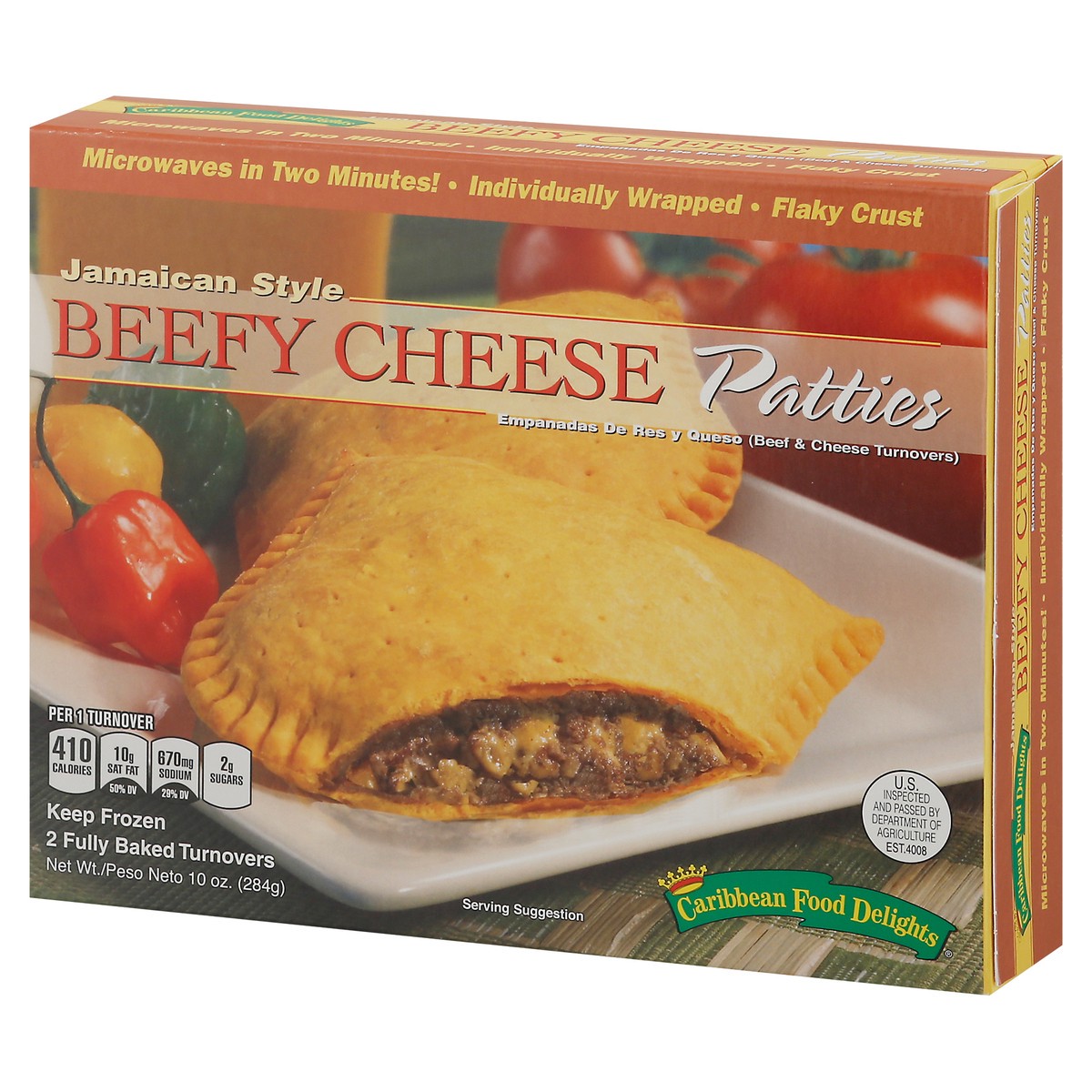 slide 14 of 17, Caribbean Food Delights Jamaican Style Beefy Cheese Patties 2 ea, 10 oz