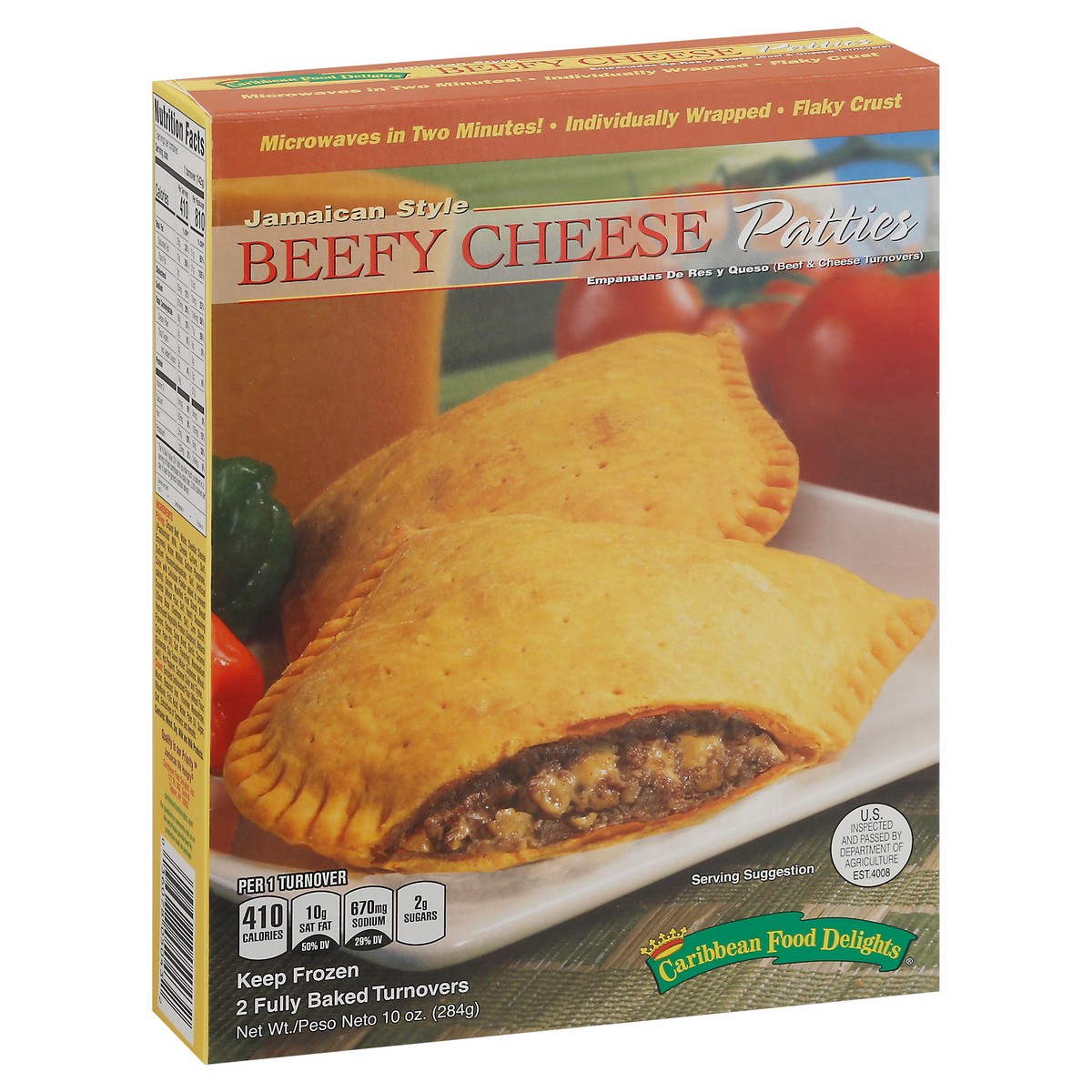 slide 8 of 17, Caribbean Food Delights Jamaican Style Beefy Cheese Patties 2 ea, 10 oz