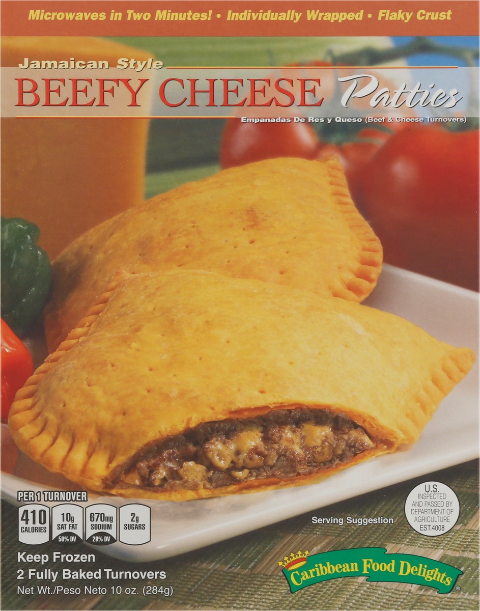 slide 11 of 17, Caribbean Food Delights Jamaican Style Beefy Cheese Patties 2 ea, 10 oz