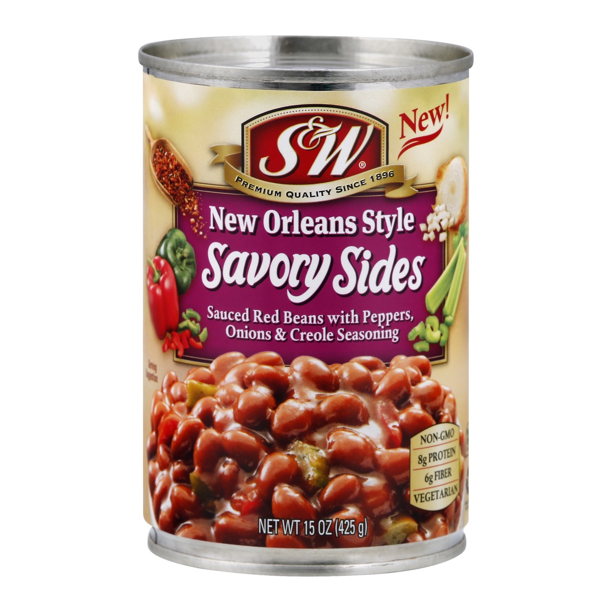 slide 1 of 6, S&W New Orleans Style Savory Sides Sauced Red Beans, 15 oz