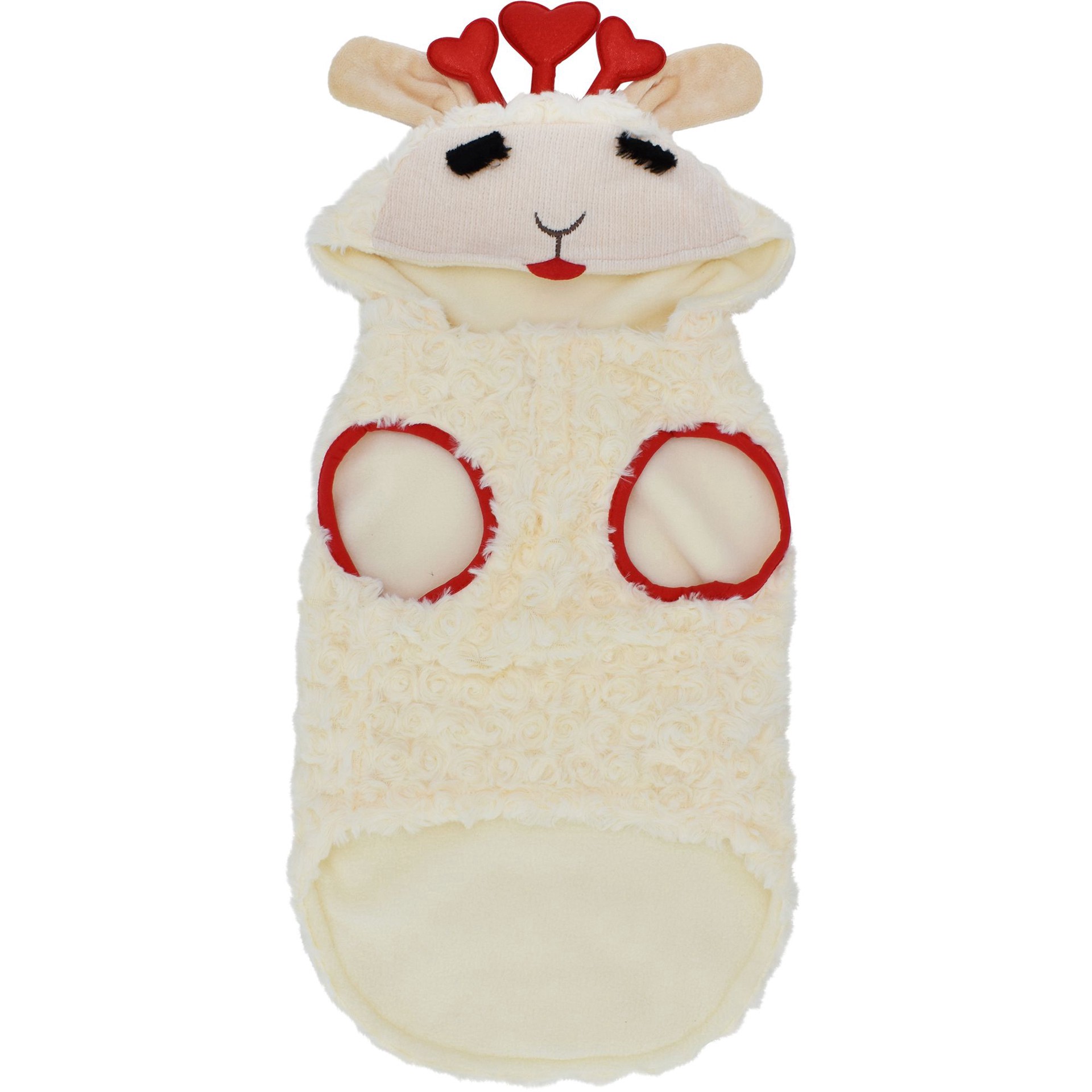 slide 1 of 1, Multipet Lamb Chop Red Plush Dog Hoodie, LG