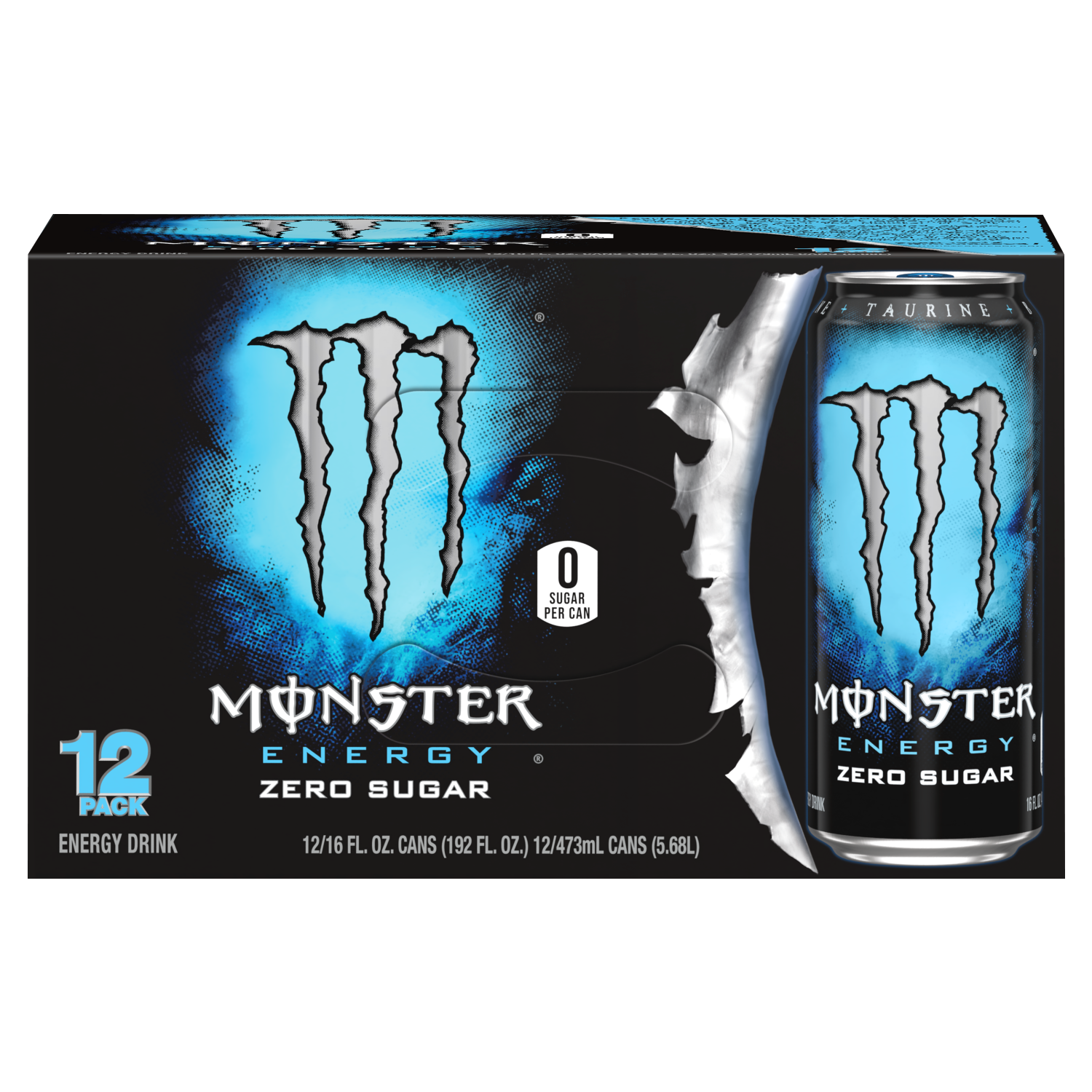 slide 4 of 5, Monster Energy Zero Sugar, Zero Sugar Energy Drink (Pack of 12, 16 oz