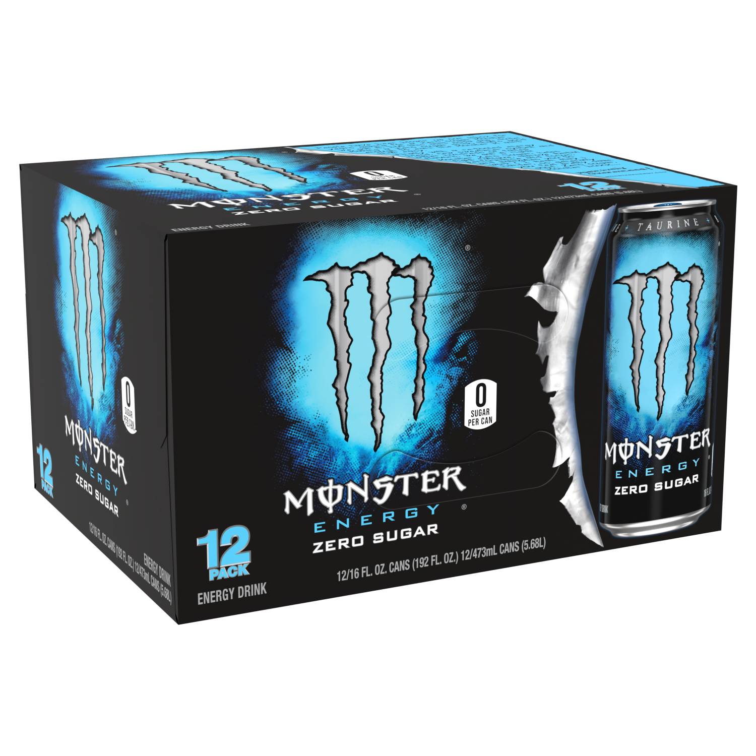 slide 2 of 5, Monster Energy Zero Sugar, Zero Sugar Energy Drink (Pack of 12, 16 oz