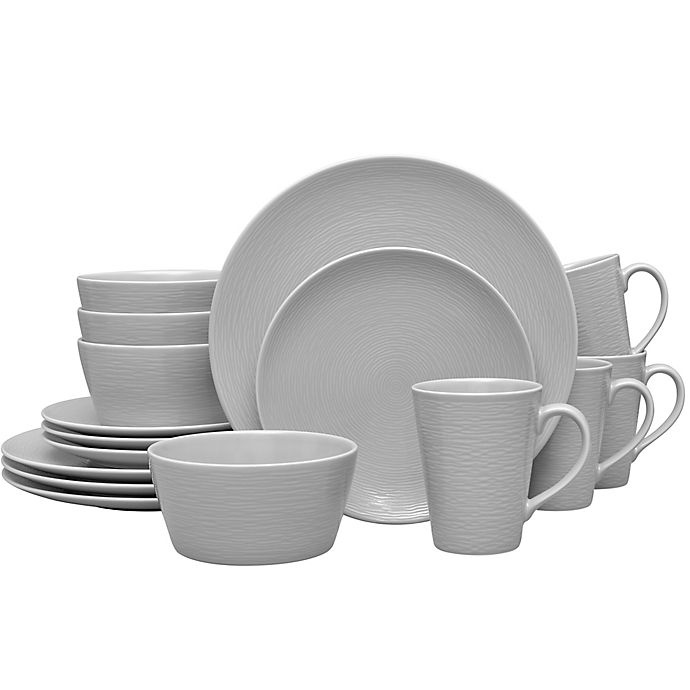 slide 1 of 1, Noritake Grey on Grey Swirl Coupe Dinnerware Set, 16 ct