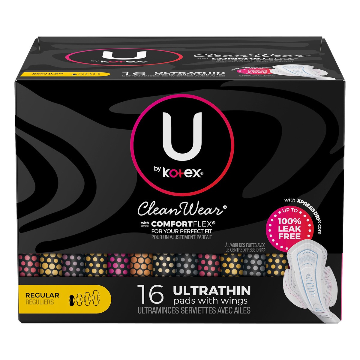 slide 1 of 5, U by Kotex Clean Wear Regular Ultra Thin Pads with Wings 16 ea, 16 ct