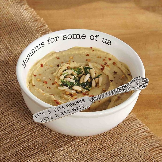 slide 2 of 2, Mud Pie Hummus for Some of Us'' Dip Bowl and Spreader Set'', 2 ct