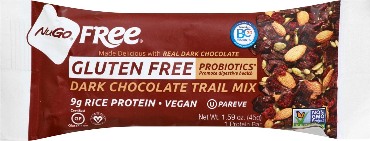 slide 2 of 13, NuGo Free Gluten Free Dark Chocolate Trail Mix Protein Bar 1.59 oz, 1.59 oz