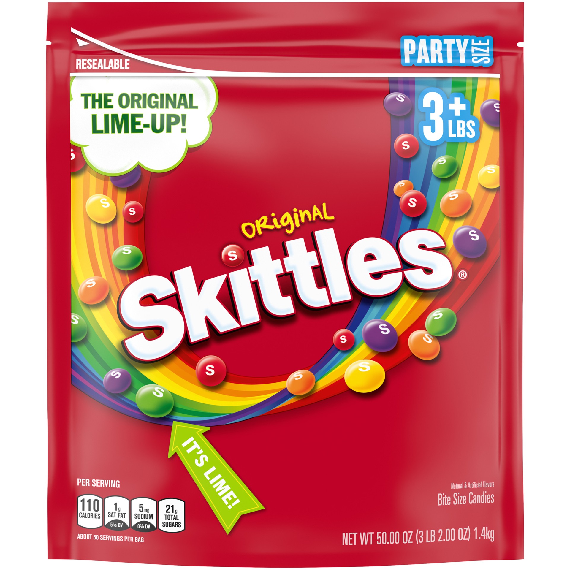 slide 1 of 8, SKITTLES Original Chewy Candy, Party Size, 50 oz Bag, 50 oz