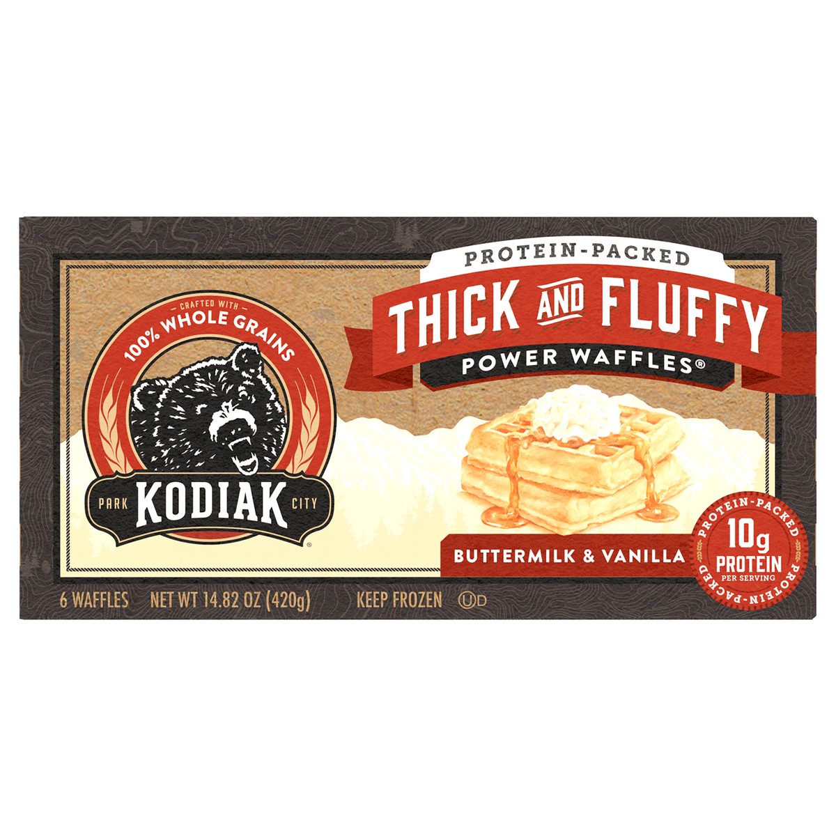 slide 1 of 8, Kodiak Cakes Buttermilk Vanilla Thick And Fluffy Waffles, 6 ct; 14.82 oz