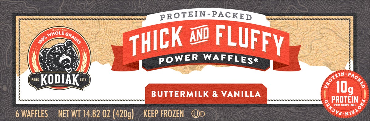 slide 6 of 8, Kodiak Cakes Buttermilk Vanilla Thick And Fluffy Waffles, 6 ct; 14.82 oz