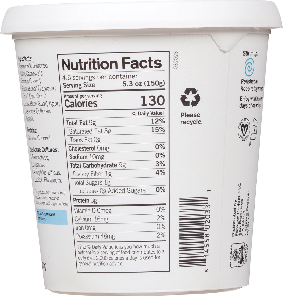 slide 2 of 14, Forager Project Dairy-Free Organic Unsweetened Plain Cashewmilk Yogurt 24 oz, 24 fl oz