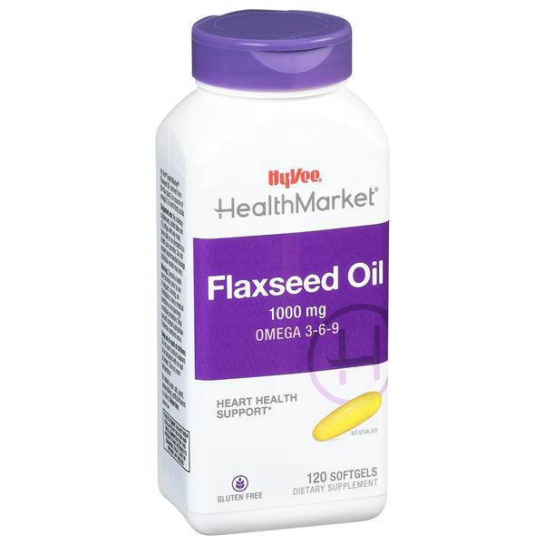 slide 1 of 1, Hy-Vee Healthmarket All Natural Flaxseed Oil 1000mg Softgels, 120 ct