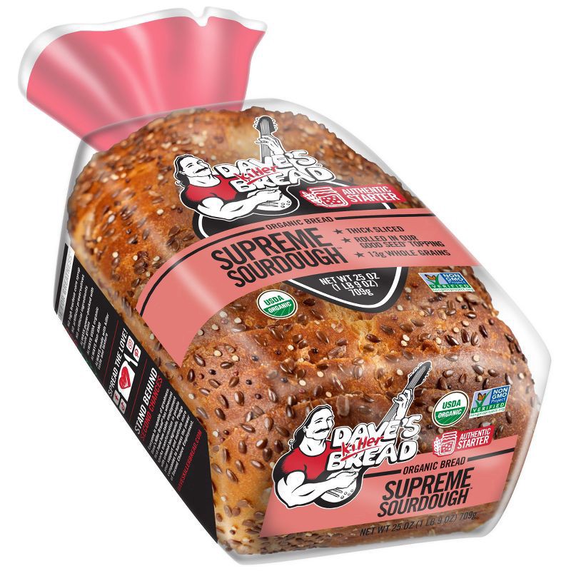 slide 9 of 15, Dave's Killer Bread Supreme Sourdough, Organic Seeded Sourdough Bread, 25 oz Loaf, 25 oz