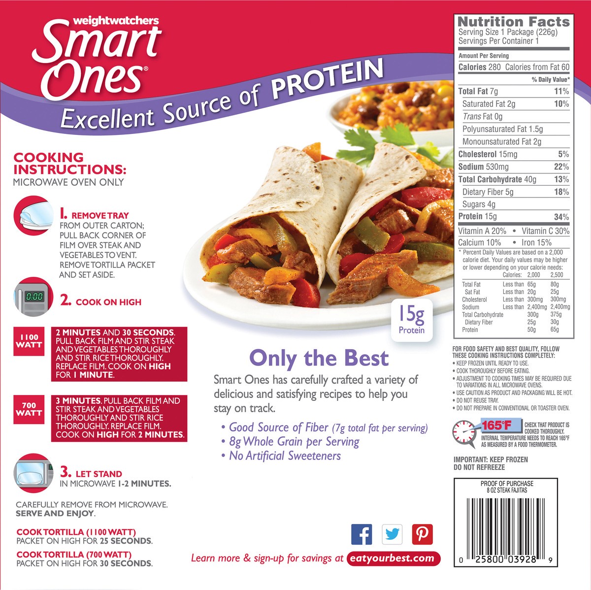 slide 10 of 11, Smart Ones Weight Watchers Smart Ones(r) Smart Creations Steak Fajitas 8 oz. Box, 8 oz