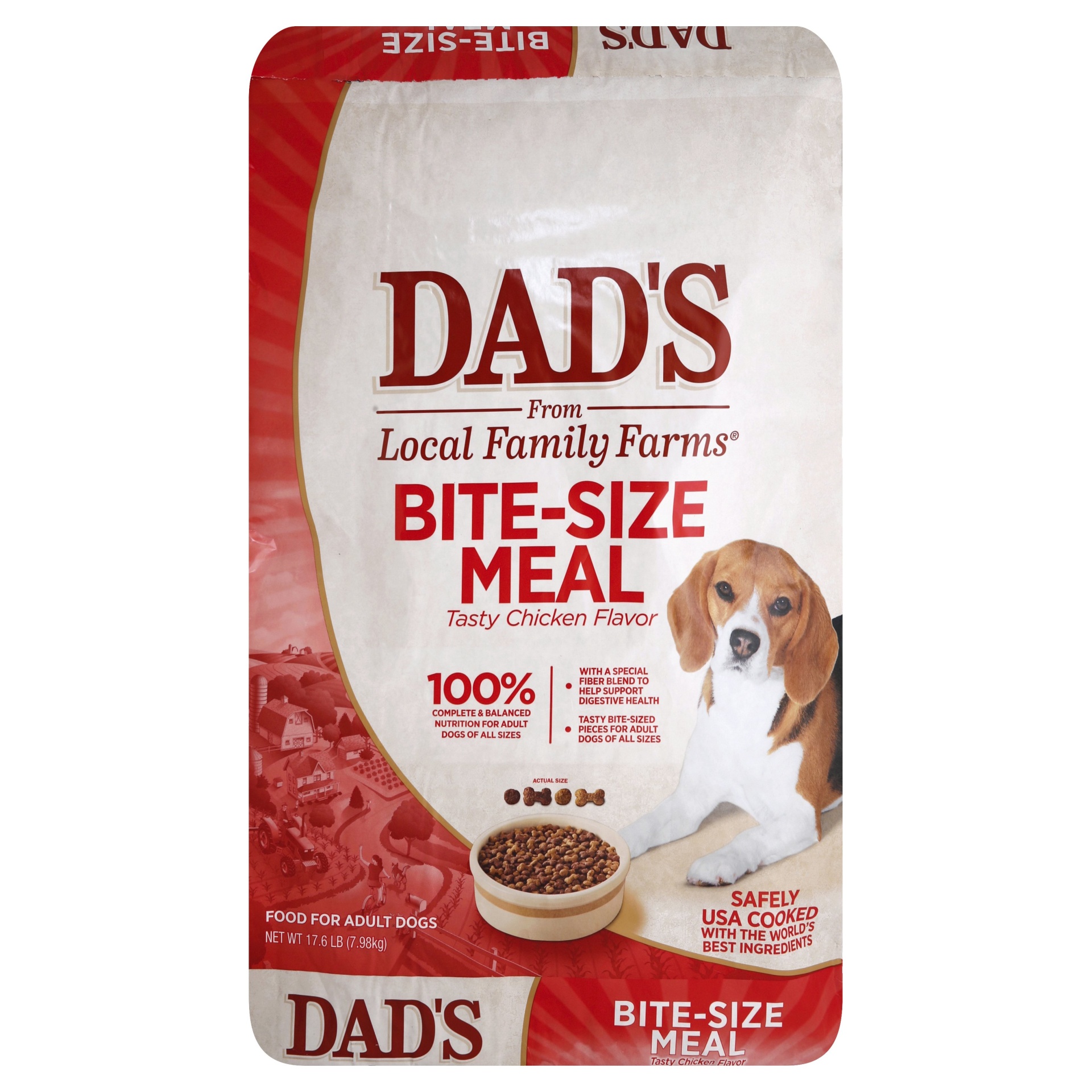 slide 1 of 1, Dads Tasty Chicken Flavor Dog Food Dry Bitesize Meal, 17.6 lb