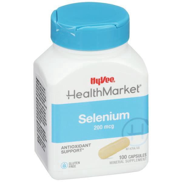 slide 1 of 1, Hy-Vee Healthmarket Selenium 200mcg Dietary Supplement Capsules, 100 ct
