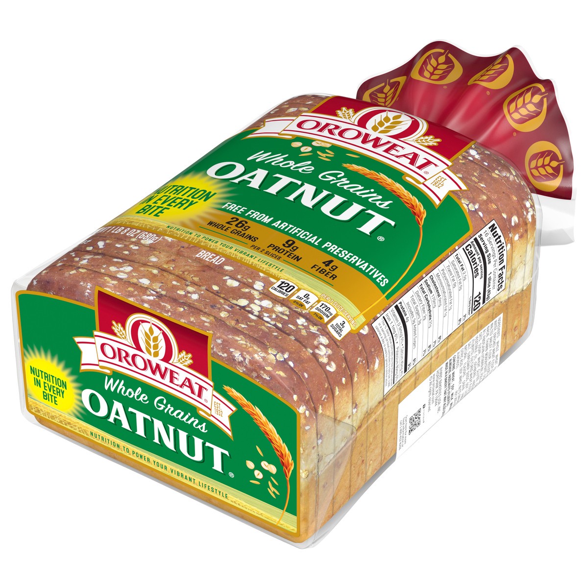 slide 8 of 8, Oroweat Oatnut Bread, 24 oz, Multigrain Bread, Bag, 24 oz