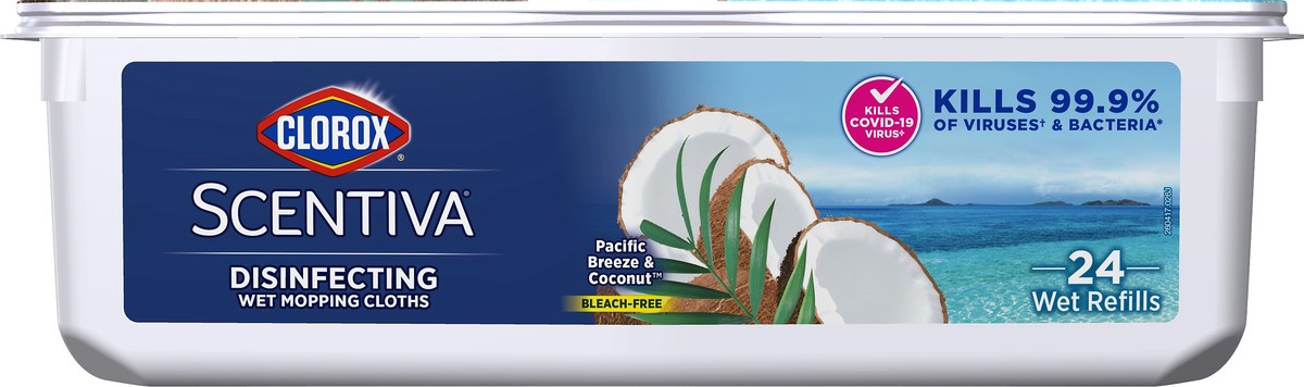 slide 1 of 4, Clorox Scentiva Disinfecting Wet Mopping Refill Cloths - Coconut & Waterlily, 24 ct