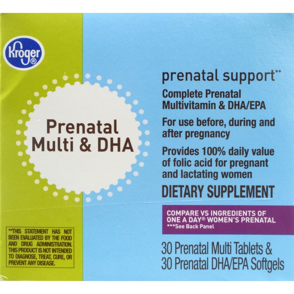 slide 1 of 1, Kroger Prenatal Multi & Dha Vitamin Tablets & Softgels, 60 ct
