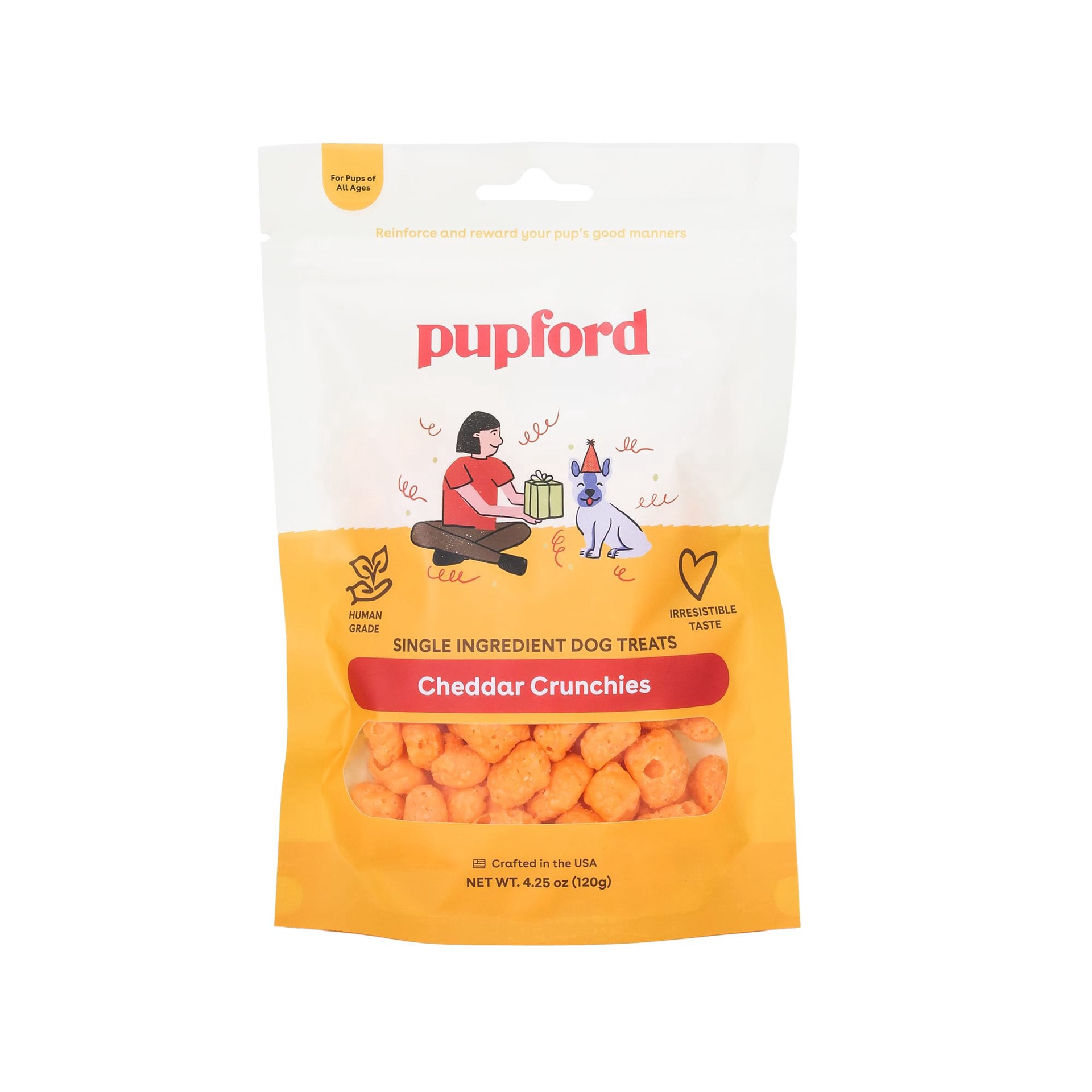 slide 1 of 1, Pupford Cheddar Crunchies Dog Treats, 4.25 oz., 4.25 oz