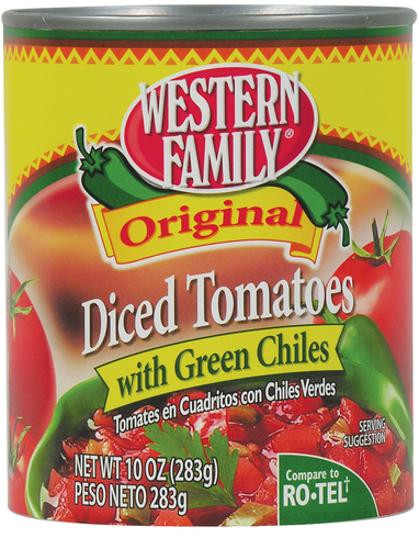 slide 1 of 1, Western Family Tomato Diced W/Green Chiles, 10 oz
