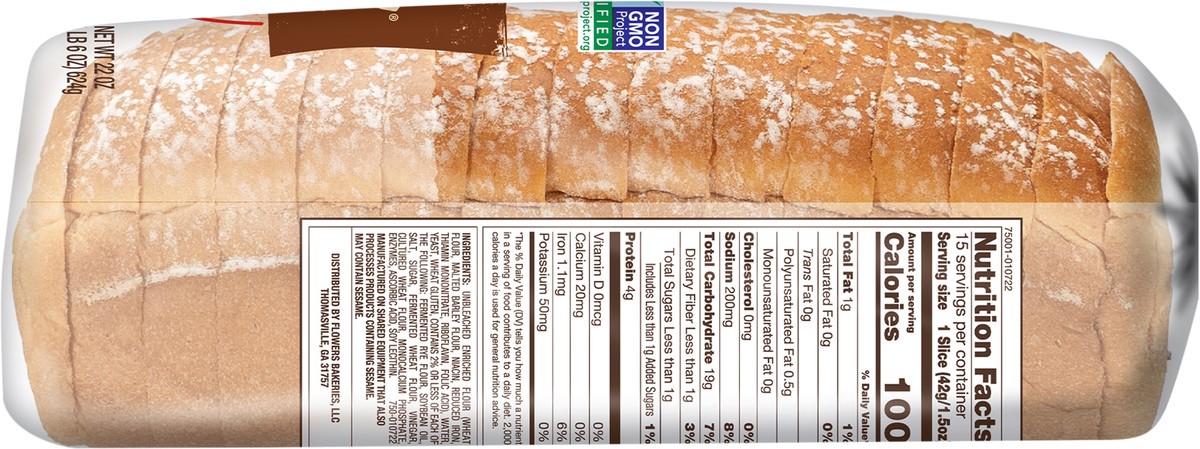 slide 6 of 7, Nature's Own Perfectly Crafted Sourdough Bread, Thick Sliced Non-GMO Sourdough Bread, 22 oz Loaf, 22 oz