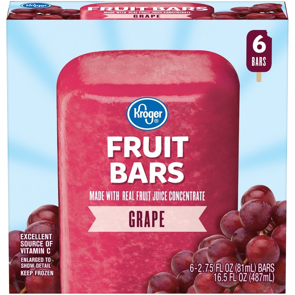 slide 1 of 1, Kroger Grape Fruit Bars, 6 ct