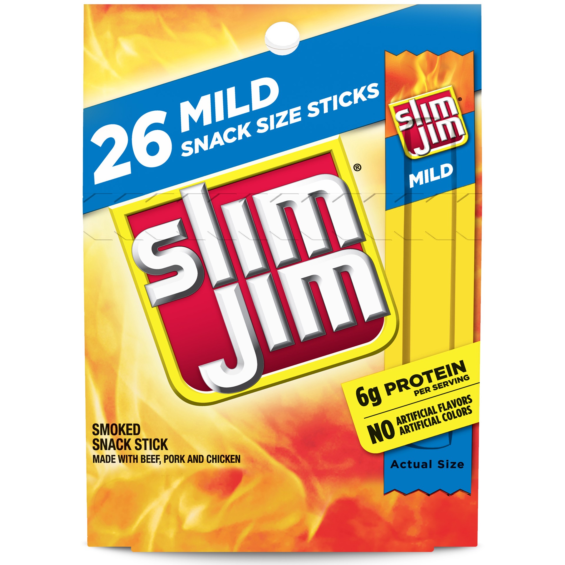 slide 1 of 5, Slim Jim Snack Size Smoked Mild Snack Stick 26 ea, 26 ct