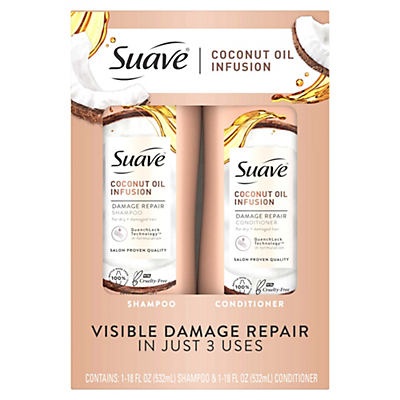slide 1 of 1, Suave Coconut Oil Infusion Shampoo + Conditioner Combo Pack, 36 oz