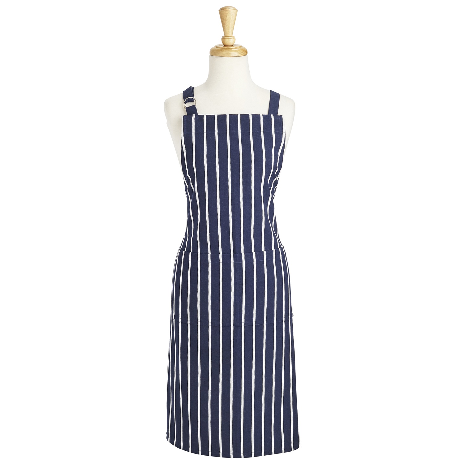 slide 1 of 1, Sur La Table Blue Butcher Stripe Kitchen Apron, 1 ct