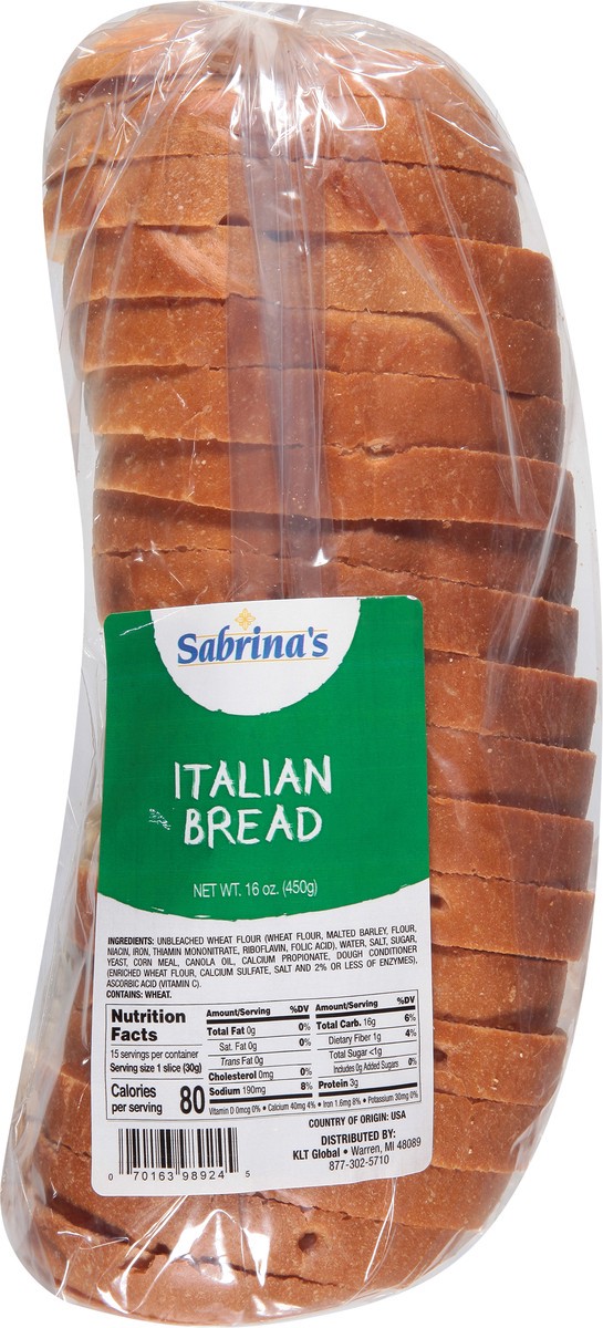 slide 4 of 13, Sabrina's Sabrinas Sliced Italian Bread, 16 oz