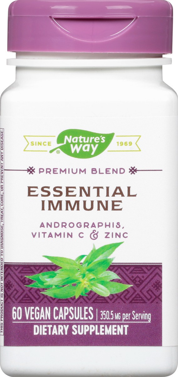 slide 6 of 9, Nature's Way Essential Immune, Supports Immune Health*, Andrographis, Vitamin C, Zinc, 60 Capsules , 60 ct