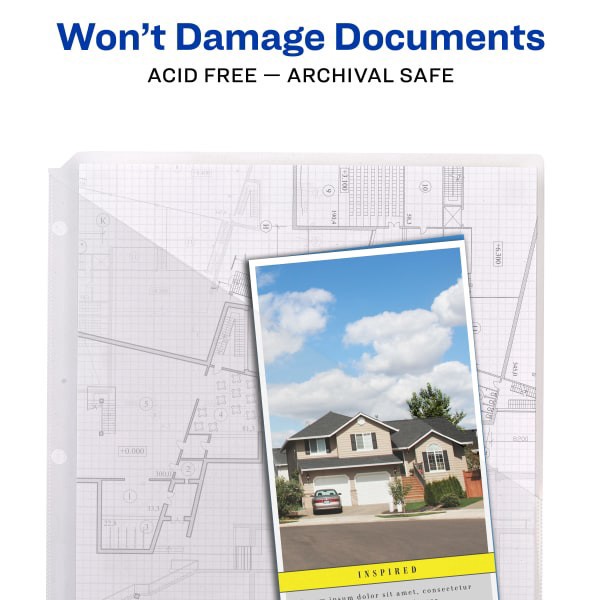 slide 7 of 7, Avery® Binder Pockets For 3 Ring Binders, Clear, Pack Of 5 Binder Pockets, 5 ct
